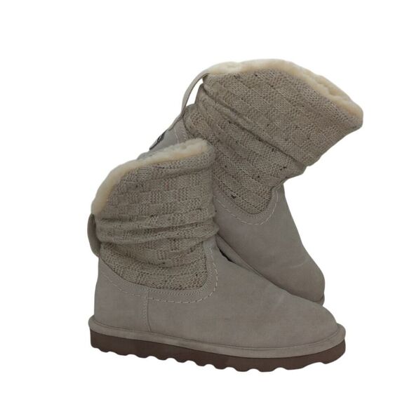 BearPaw Womens Pre-owned Knit Design, Faux Fur Lined Beige Winter Boots - sz. 10 - Picture 1 of 6